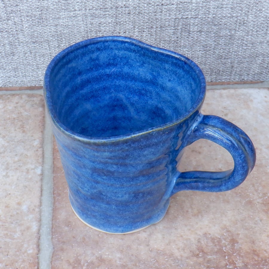 Coffee mug tea cup heart shape rim handthrown in stoneware pottery handmade 
