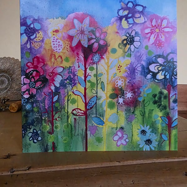 'Paradise garden' greetings card