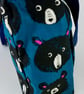 Handmade blue cotton canvas fully lined messenger bag  in fun teddy design - Image 3