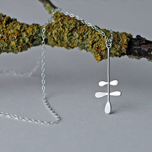 Silver Leaf Pendant Necklace, Nature Inspired Jewellery