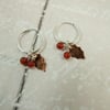 Holly Leaves and Berries Festive Earrings, Sterling Silver Hoop Earrings