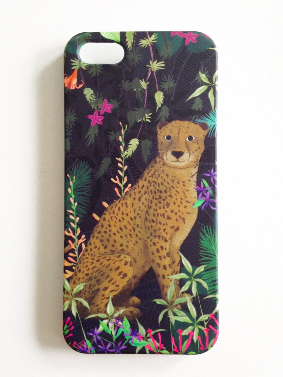 iPhone 5 Case with Jungle Cheetah Illustration