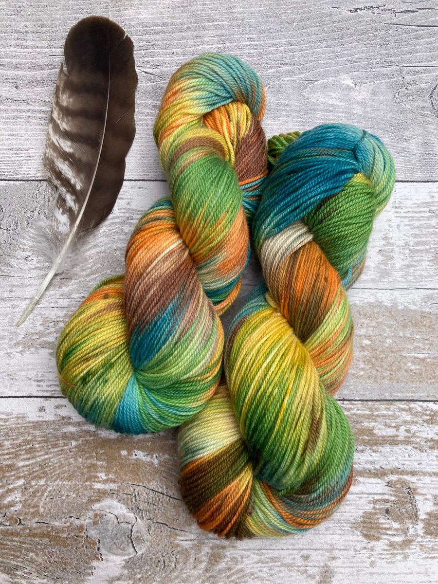 Hand dyed 4 ply Merino cashmere nylon yarn 100g Copper Tree