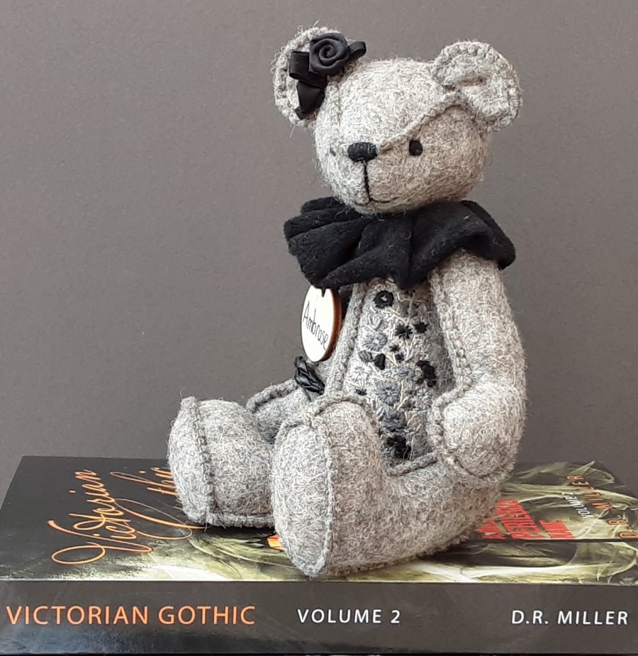 Teddy bear, handmade one of a kind collectable artist bear, Gothic bear
