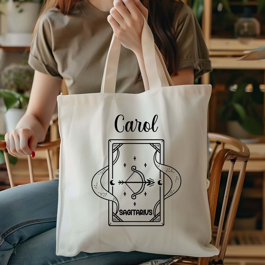 Sagittarius Starsign Tote Bag, Zodiac Personalised Tote Bag, Birthday Gift