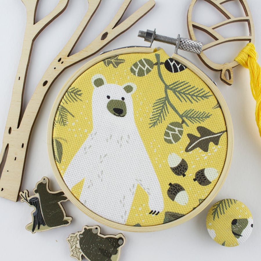 Woodland Bear Embroidery Hoop Art