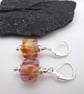 orange and lilac lampwork glass earrings - Image 3