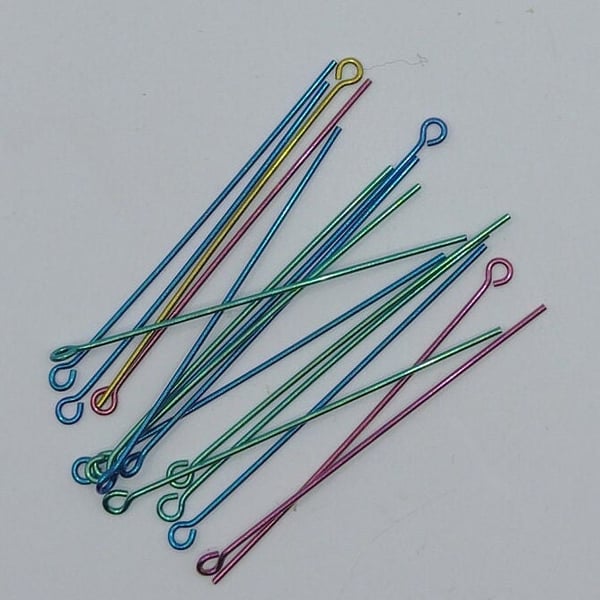 Earring Making Findings Aurora Niobium Head Eye Pins Mix ColoursSizes (6)