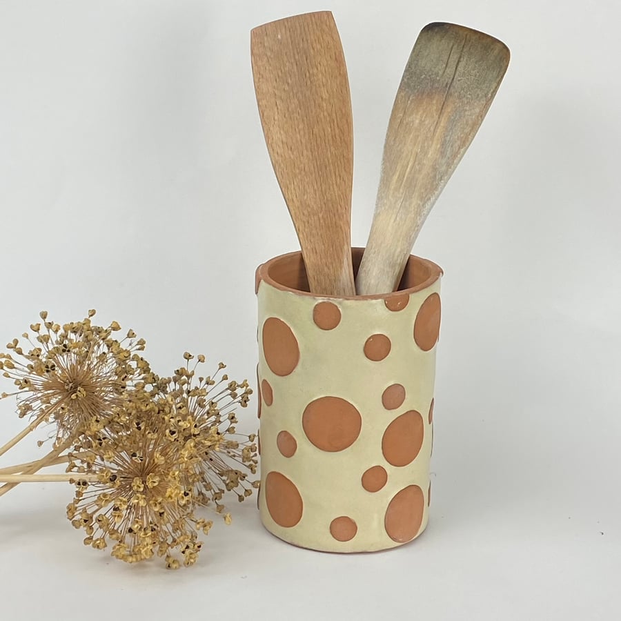 Spotty Earthenware Utensil holder SECONDS SUNDAY