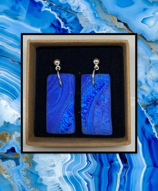 Agate inspired lightweight clay earrings