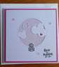 New Baby Card - Over the Moon for you - Rabbit With Clouds - Pink - Image 7