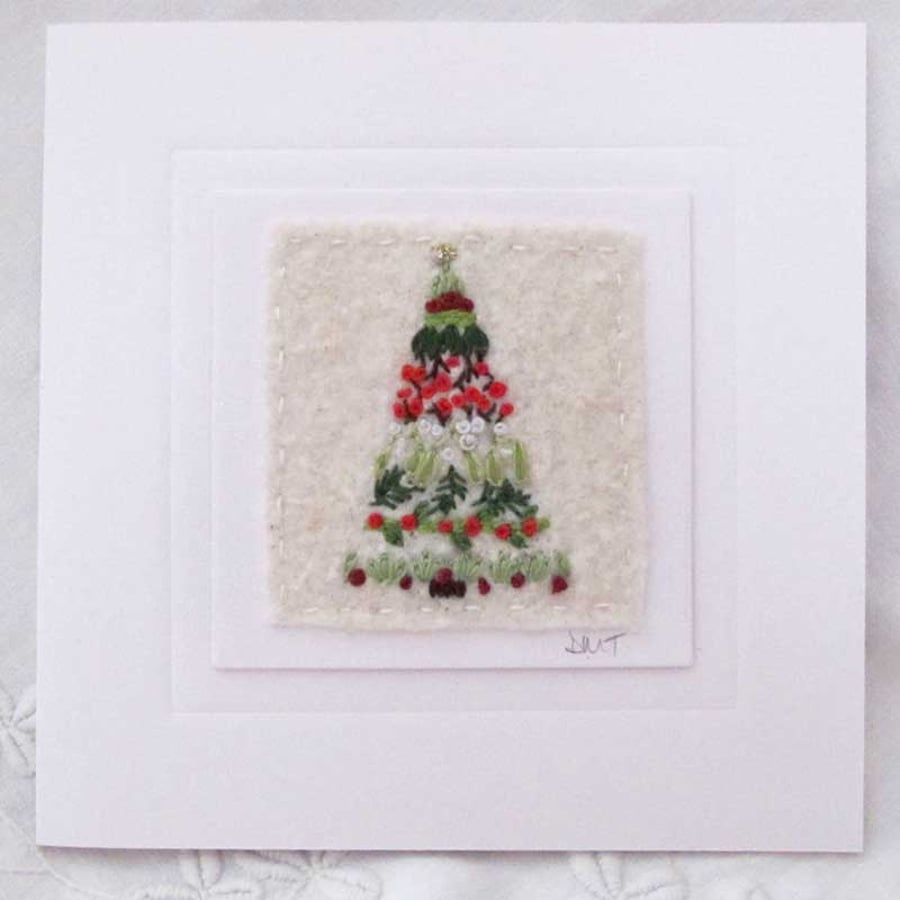 HAND EMBROIDERED CHRISTMAS GREETINGS CARD