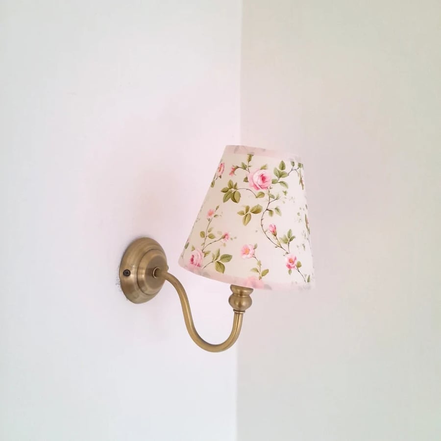 Pastel Green and Pink Floral Shabby Chic Clip On Lampshade