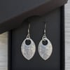 Silver glitter enamel scale earrings. Sterling silver. 