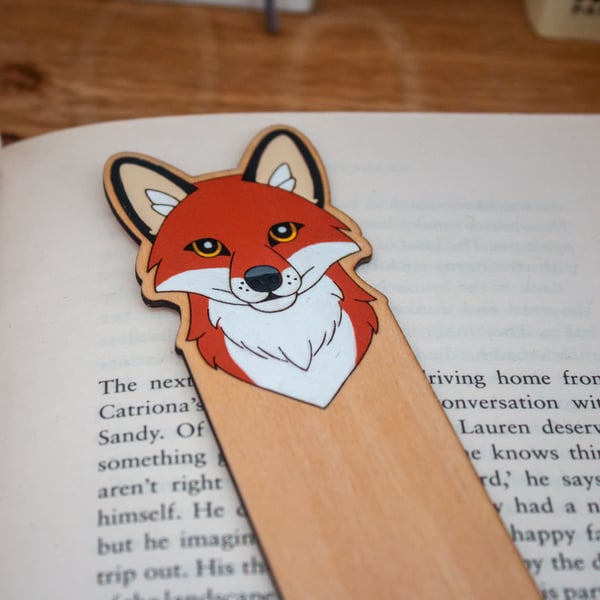 Hand painted Fox Bookmark – Laser Cut Plywood Charm