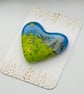 Standing Stones and Daffodil Flowers Fused Glass Heart - Image 1