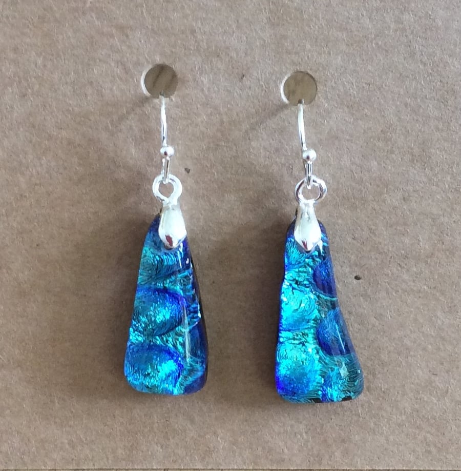 Sparkly green and blue earrings (0394)