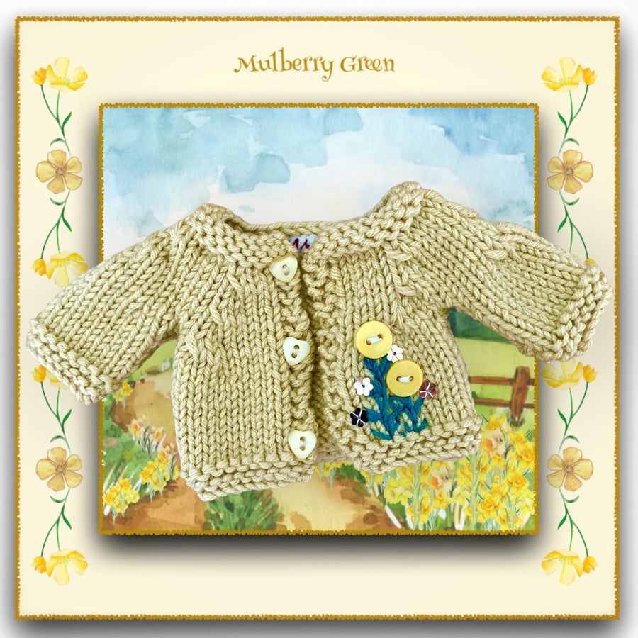 Barleycorn Cardigan with Button Flowers