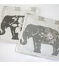 Set of Four Coasters Elephant Grey Beige Mug Rugs