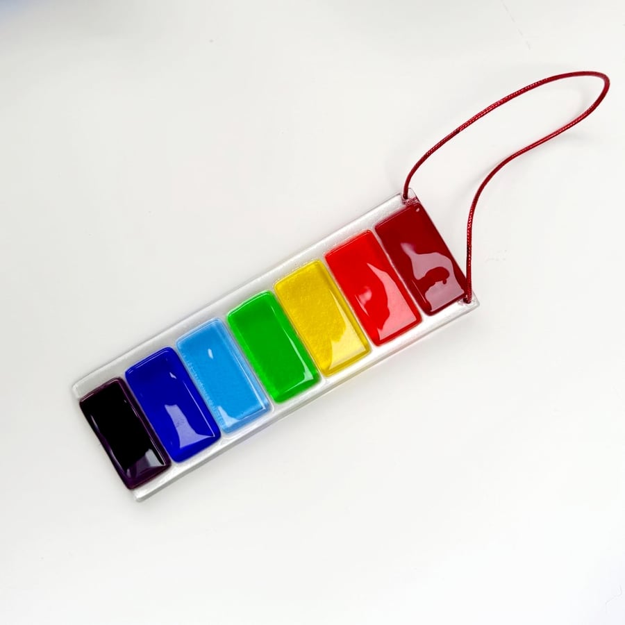 Fused glass rainbow suncatcher hanging decoration