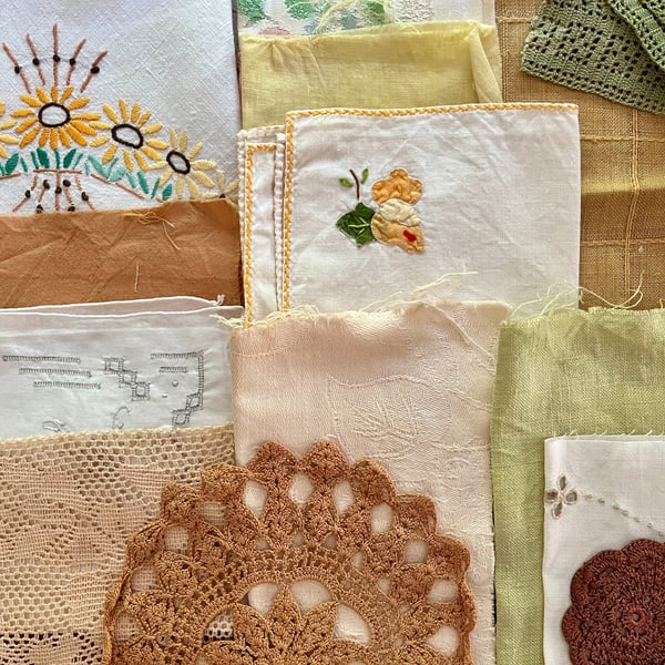No.4 Curated Vintage and Plant-Dyed Textile Fabric Inspiration Pack 