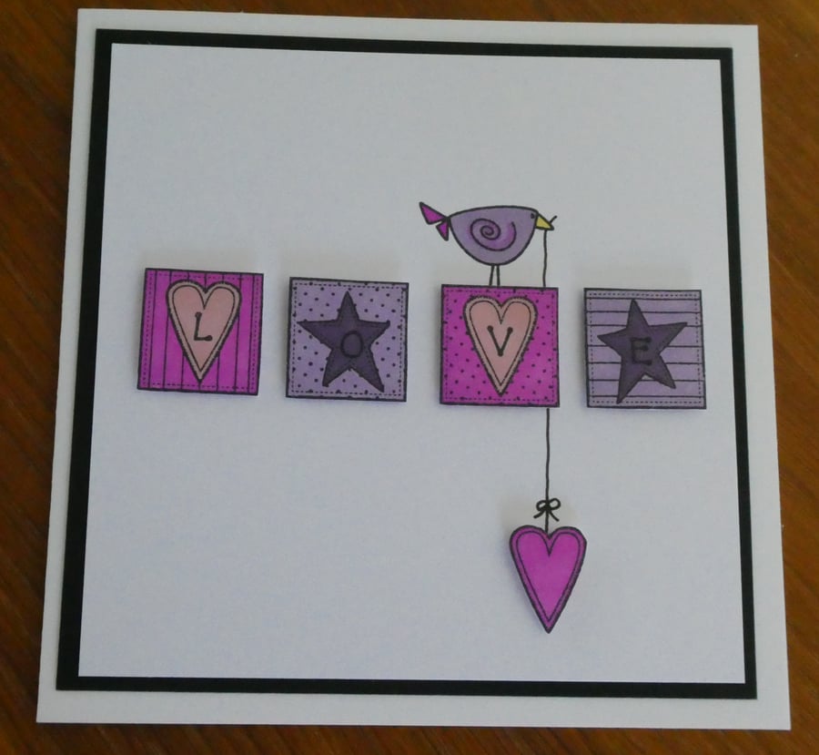 Love Card - Pink and Purple Blocks
