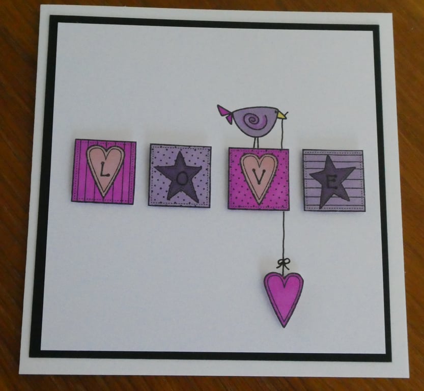 Love Card - Pink and Purple Blocks