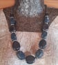 Statement Navy Blue & Silver Necklace