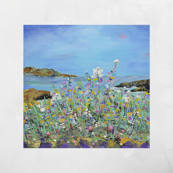 An Acrylic Painting of the Machair. Scotland. Ready to hang.