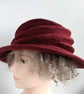 Ruby red felted wool hat - 'The Crush' - designed to pack flat - Image 3