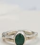 Hand Forged Sterling Silver Emerald Ring – Molten Texture - Image 3