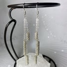 Silver beaded dangle drop earrings handmade in UK