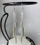 Silver beaded dangle drop earrings handmade in UK - Image 1