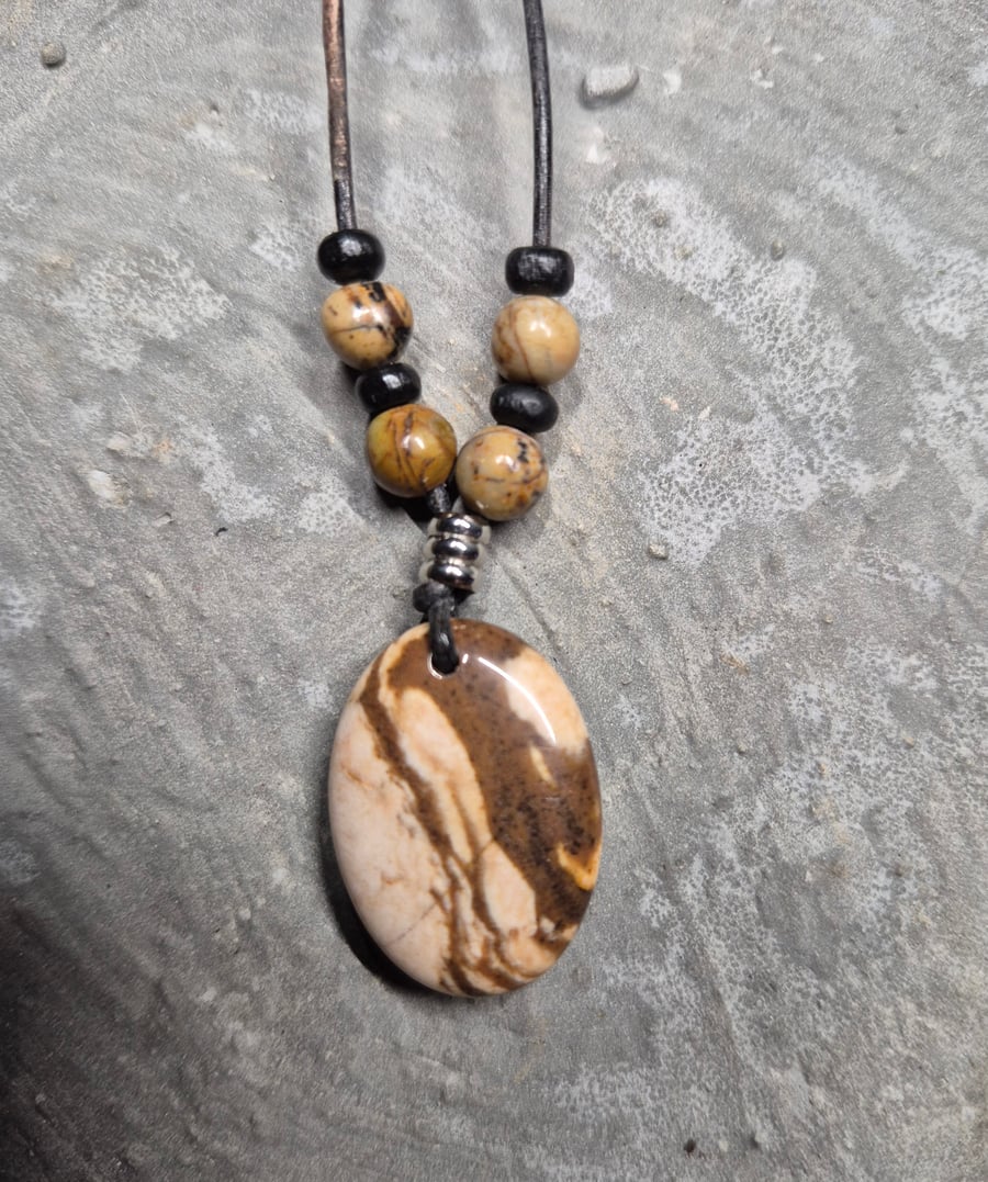 Picture Jasper Oval Pendant