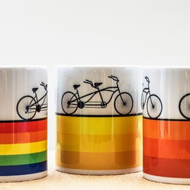 Cyclist Bicycle Coffee Mug Gift for Cycling Fan Penny Farthing Tandem Road Bike 