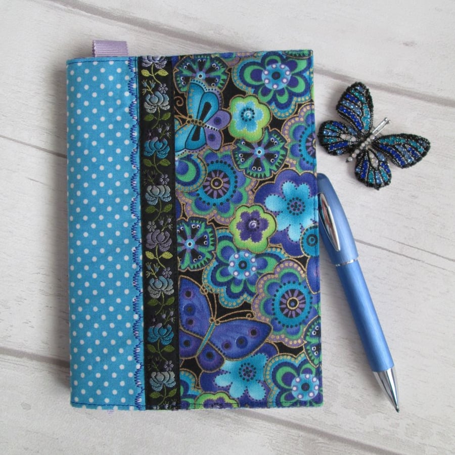 SOLD - A6 Reusable Butterflies & Dragonflies Patchwork Notebook or Diary Cover