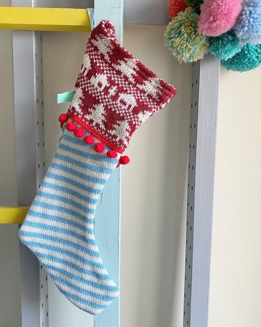 Knitted christmas stocking decorations