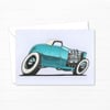 American Hot Rod Greeting Card - Detailed Hand Drawn Car Art - Blank Inside