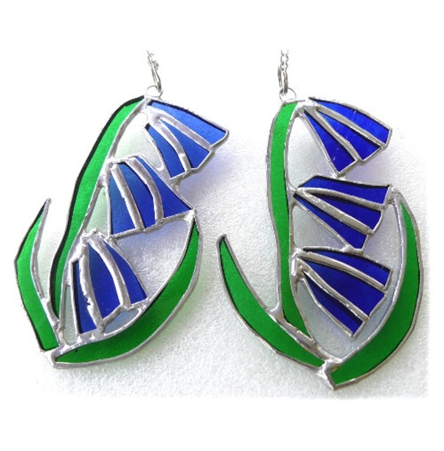 SOLD Bluebell Suncatcher Stained Glass Flower Blue 