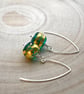 green and gold leaf glass earrings - Image 2