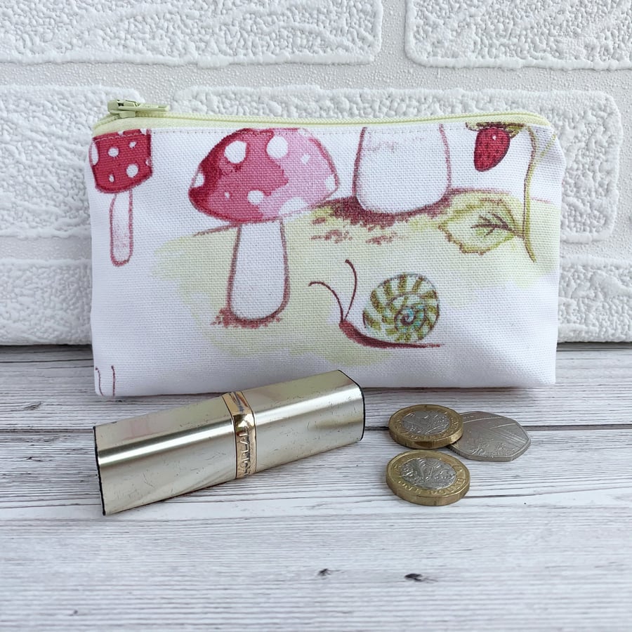 Large Purse, Coin Purse with Snail and Toadstools