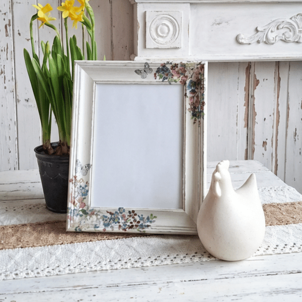 Rustic Shabby Chic Floral Butterfly Pboto Frame
