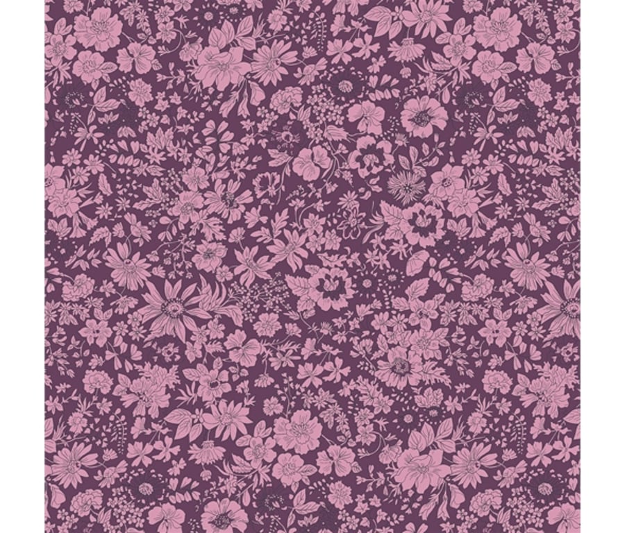 Liberty Fabric Flower Show - Midnight Garden - Emily Silhoutte Dark Pink