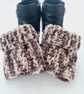 Boot Cuffs Harvest Moon, Brown Pink & Cream Ankle Warmers, One Size. - Image 6