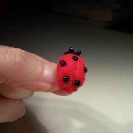 Tiny hand stitched felt ladybird brooch, made to order