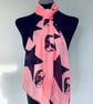 Skulls and Stars Scarf Gothic Punk Fashion Accessory. Pink. Lightweight