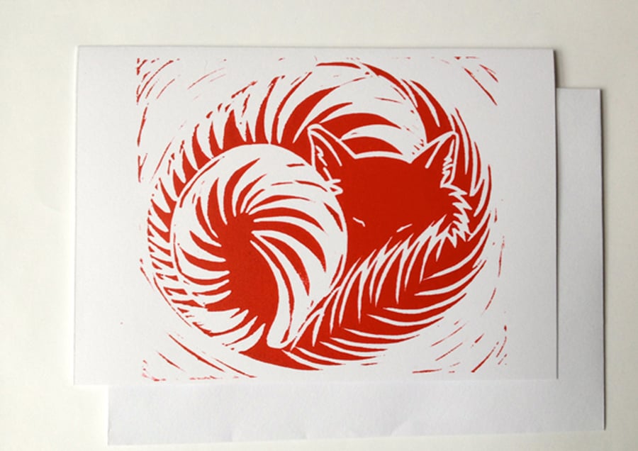 Sleeping Red Fox Card