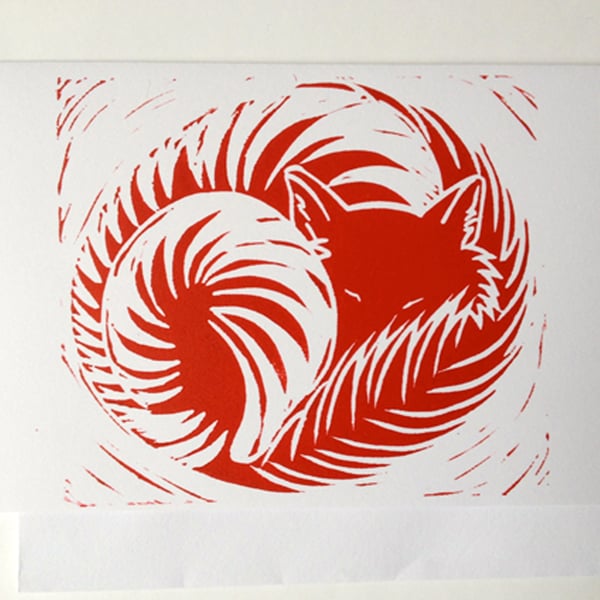Sleeping Red Fox Card