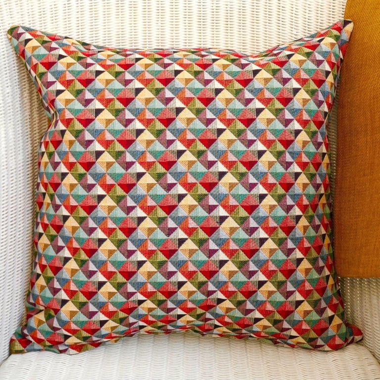 Cushion Cover: Tapestry Diamonds design Gold reverse 17" (43cm)