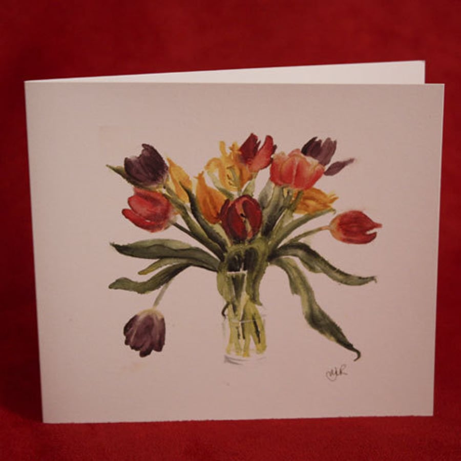 Vase of Tulips Greetings Card